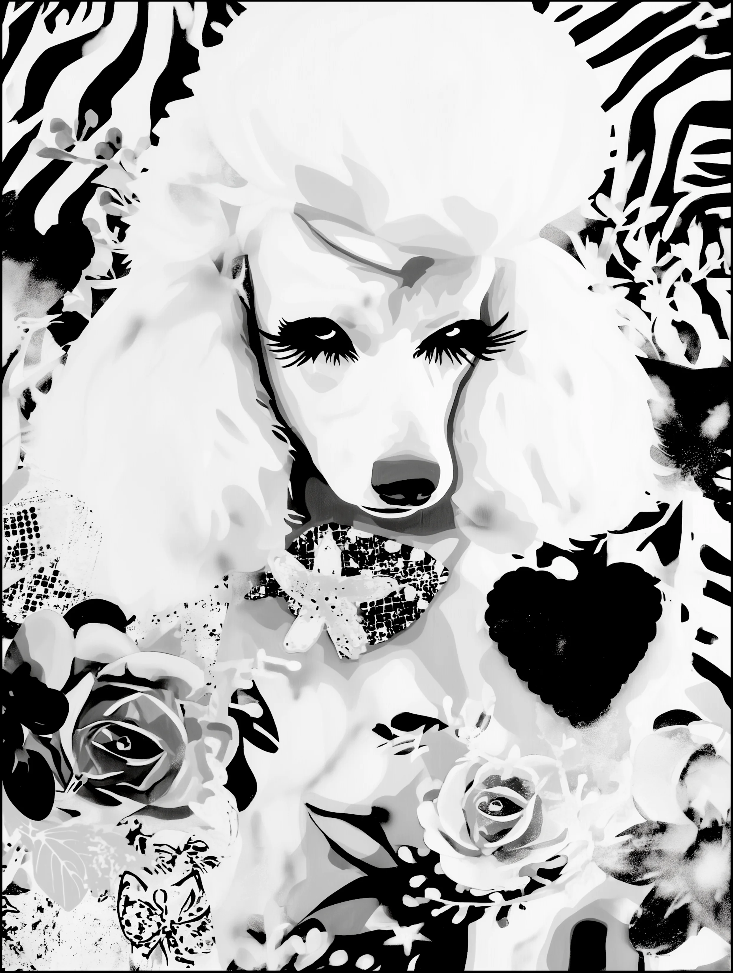 Free printable dog coloring page for adults featuring high fashion poodle